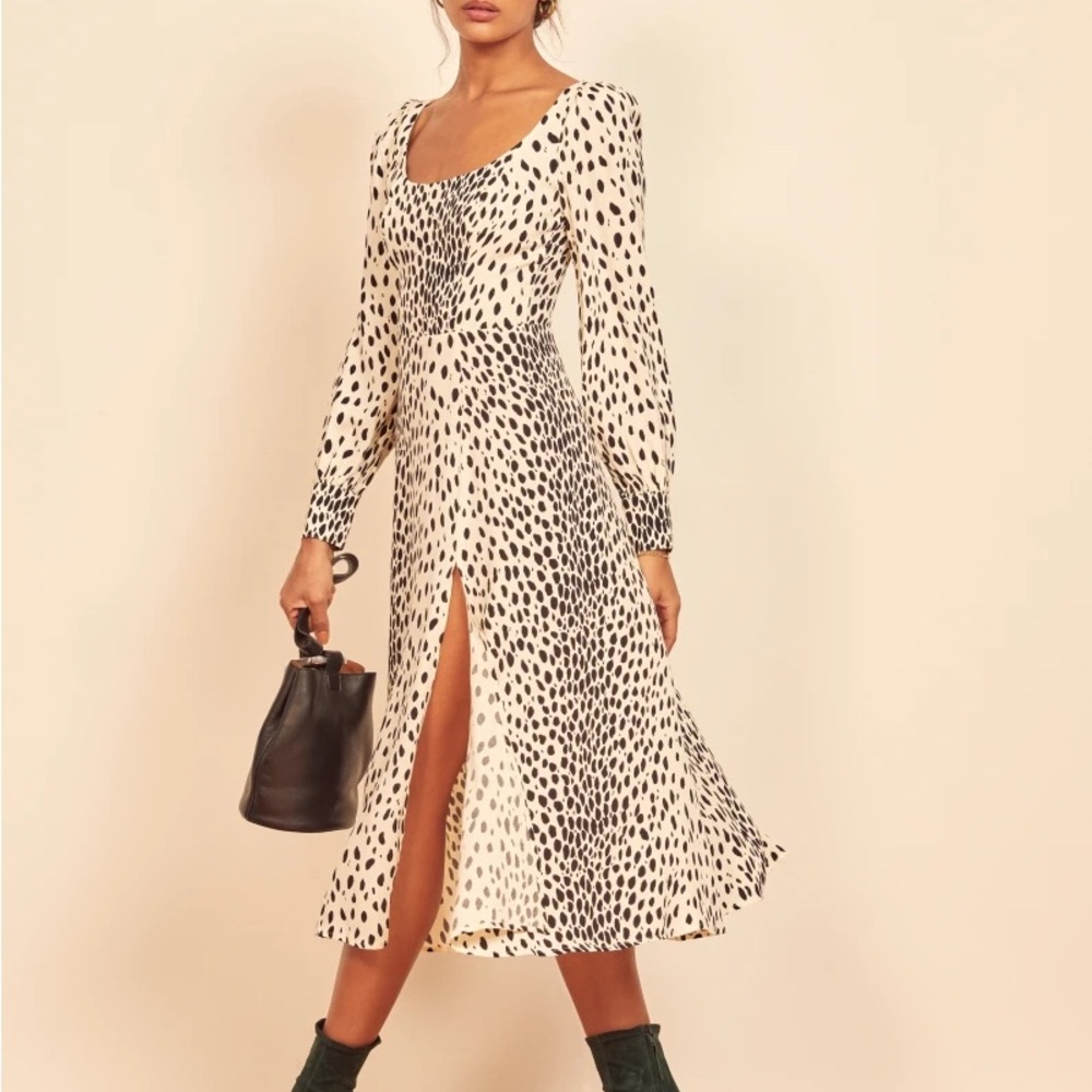Reformation Alessi Cheetah Print Long Sleeve Dress